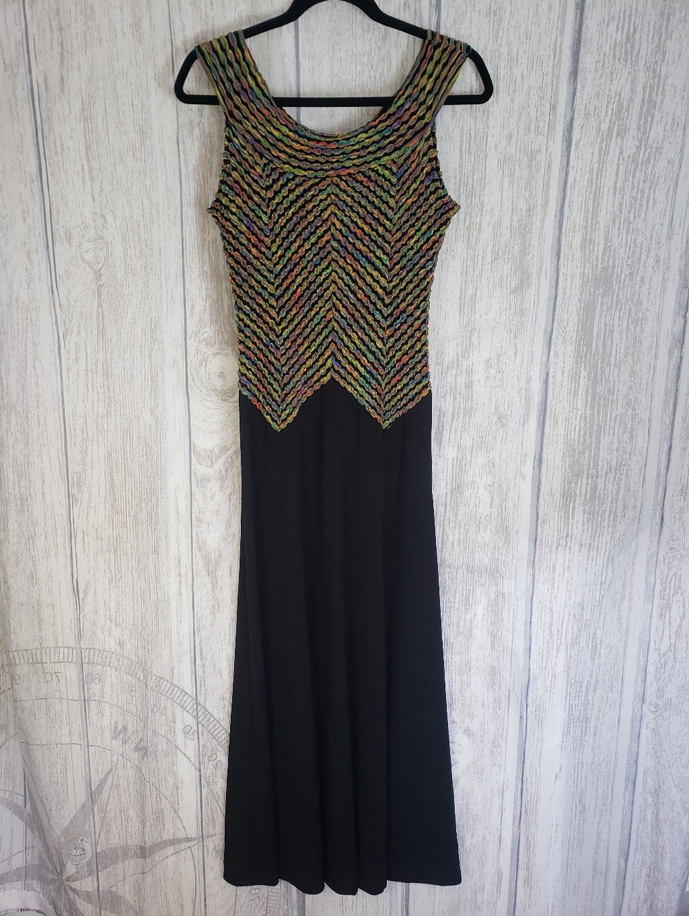 Sagaie Paris evening dress Colorful Form Fitting Texured Top  Vtg 80s 90s Size 2